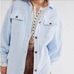 Free People Ruby Jacket Shacket Light Blue Baby Blue Size Small Shirt